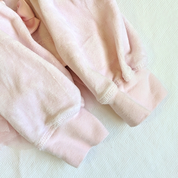 Kate Mack ballet pink velour zip-up hoodie with bows & tulle 24 months - Picture 7 of 10